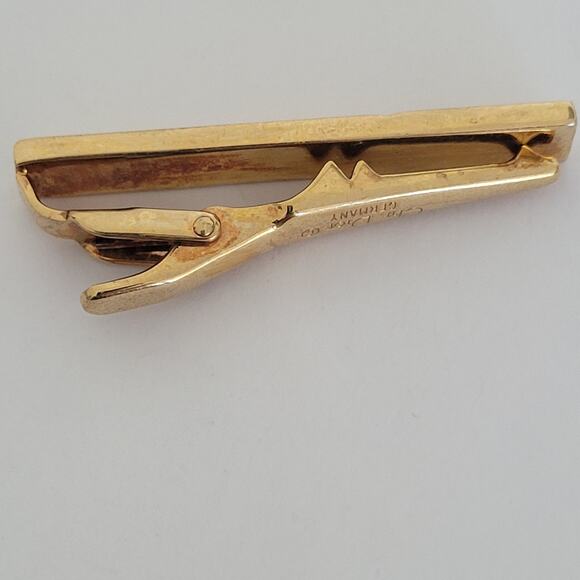 Christian Dior Tie Bar Clip Clasp Gold Tone CD Logo Vintage Made Germany Design - Picture 4 of 8